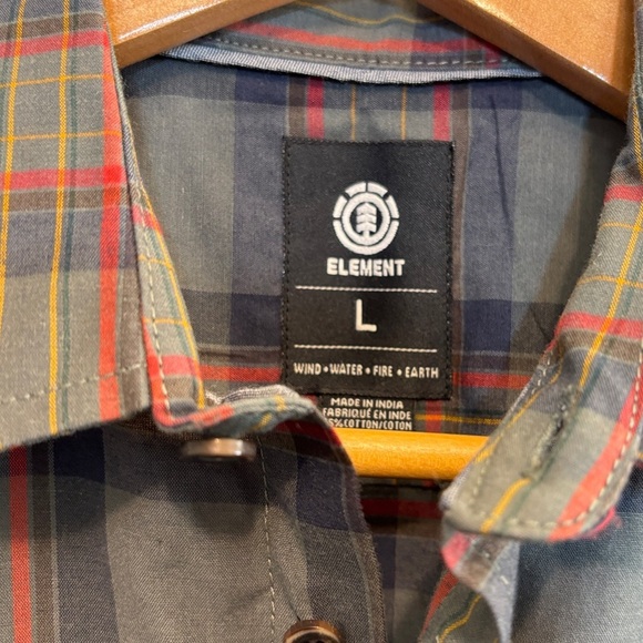 Element Blue and Red Button Down Shirt Short Sleeve - Picture 3 of 3